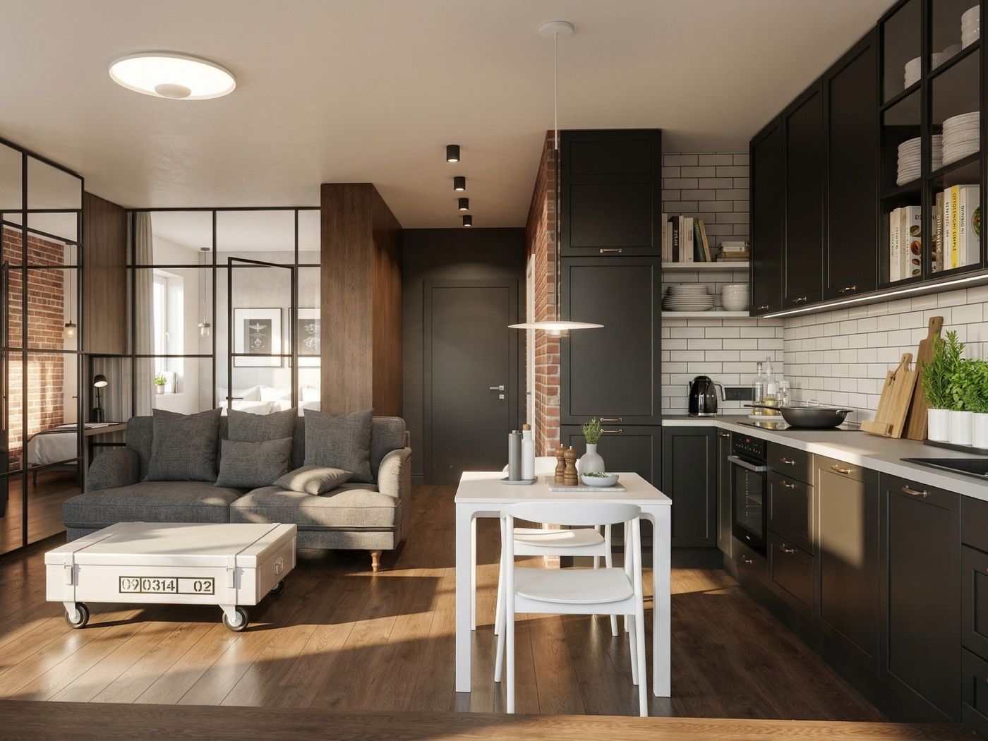 Mieszkanie open space 40m², Wrocław – kompleksowy projekt wnętrza – zdjęcie 1